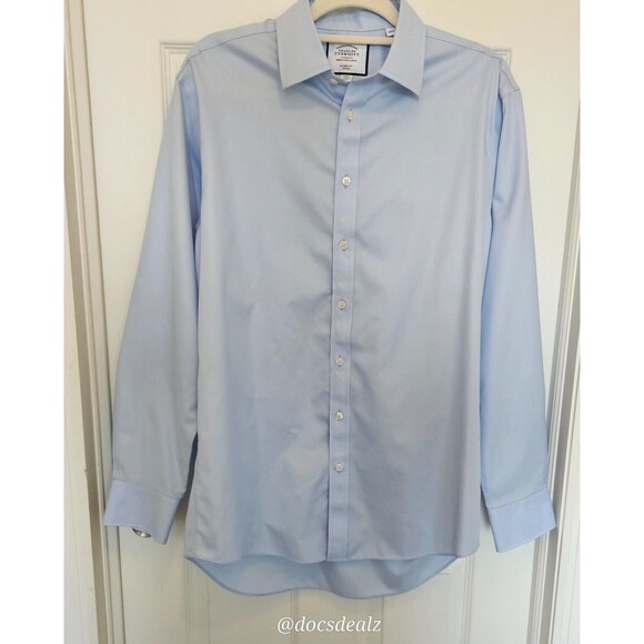 Charles Tyrwhitt Button Up Shirt Light Blue Classic Fit Non-Iron Size 16 41 - Picture 1 of 5